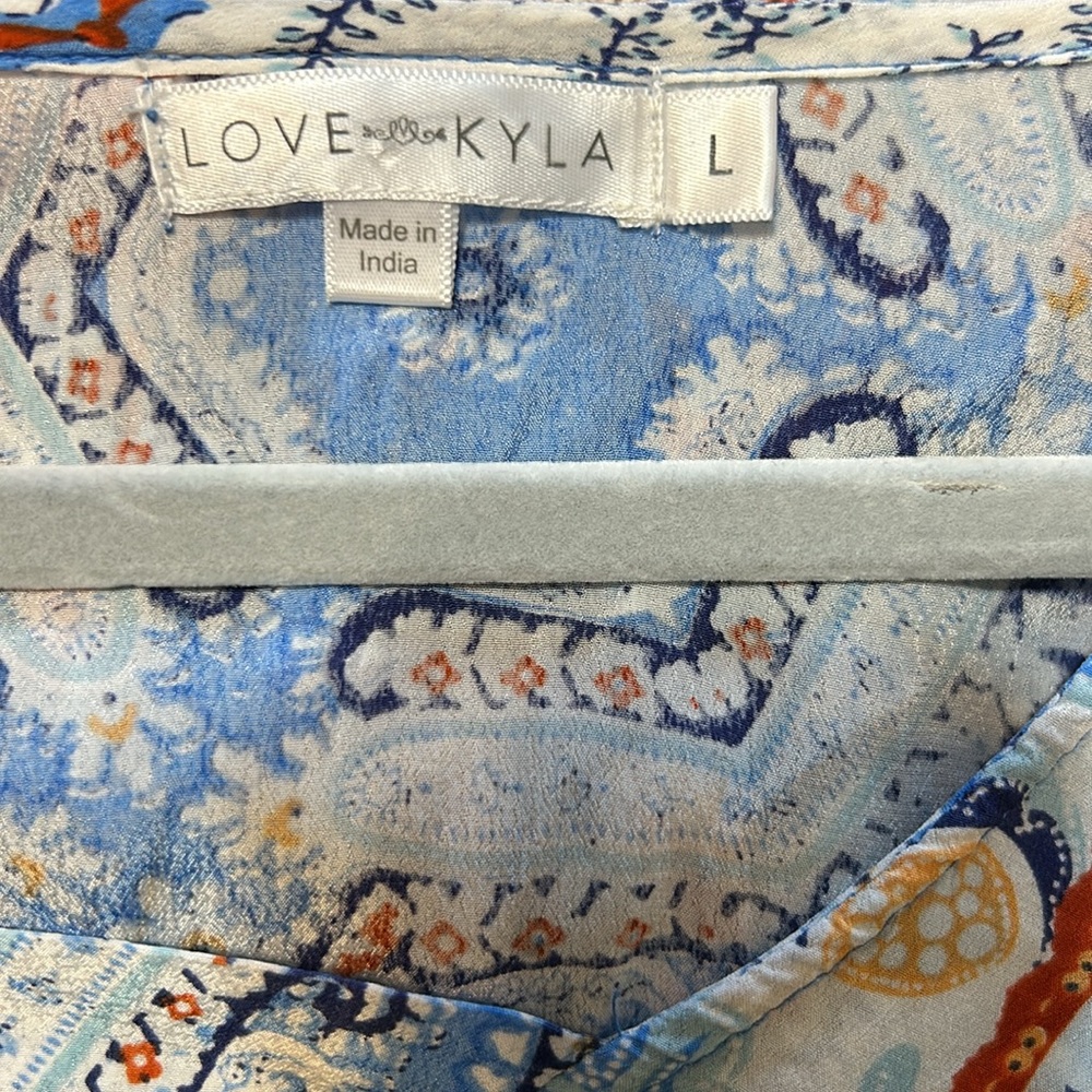 Floral Patchwork Blouse - Blue and Orange - Picture 5 of 9
